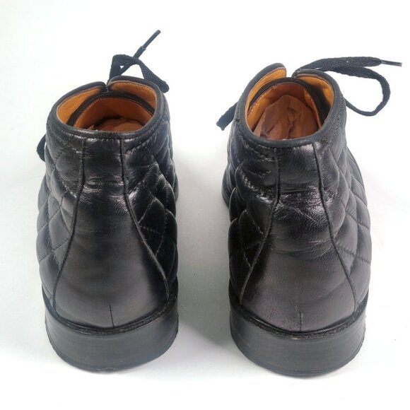 Cole Haan Black Leather Lace Up Quilted Ankle Boots Sz 7 Made In Italy - Picture 5 of 16